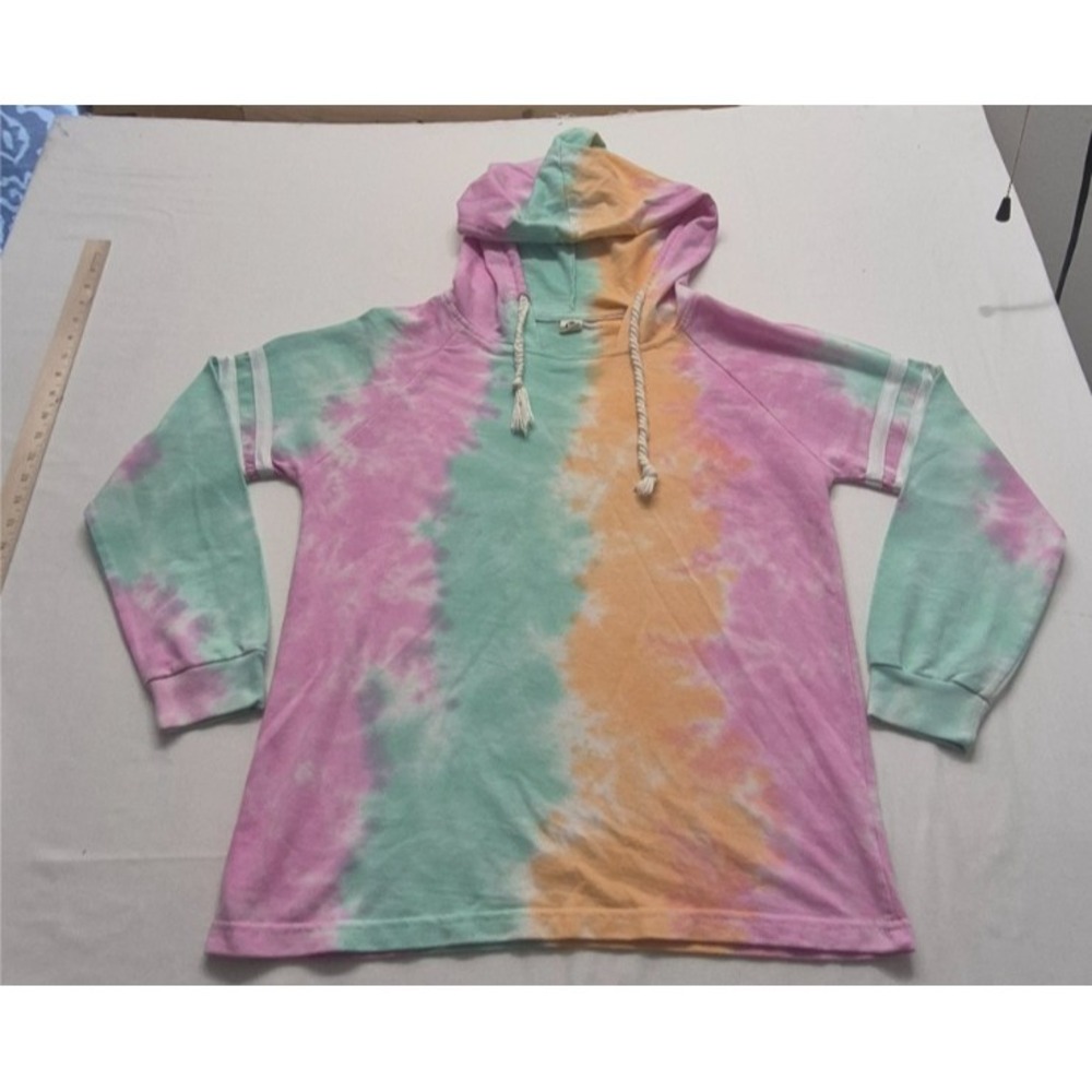 Lagaci women's tie dye rainbow sorbet hoodie XL drawstring Long Sleeves